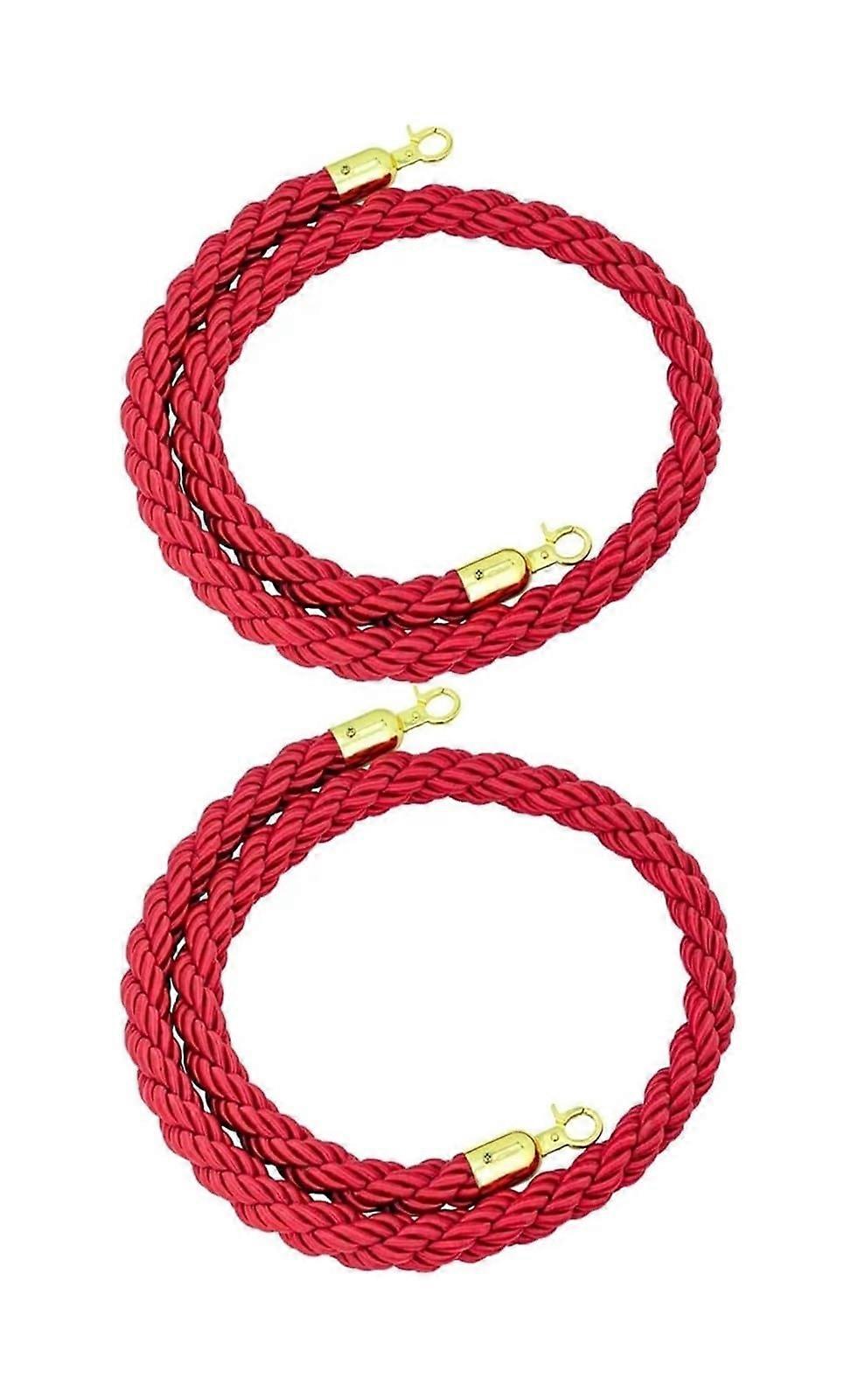 Red Velvet Stanchion Rope with Polished Snap Hooks, Queue Barrier Rope 3/4/5/8/10Ft Ref: 4592