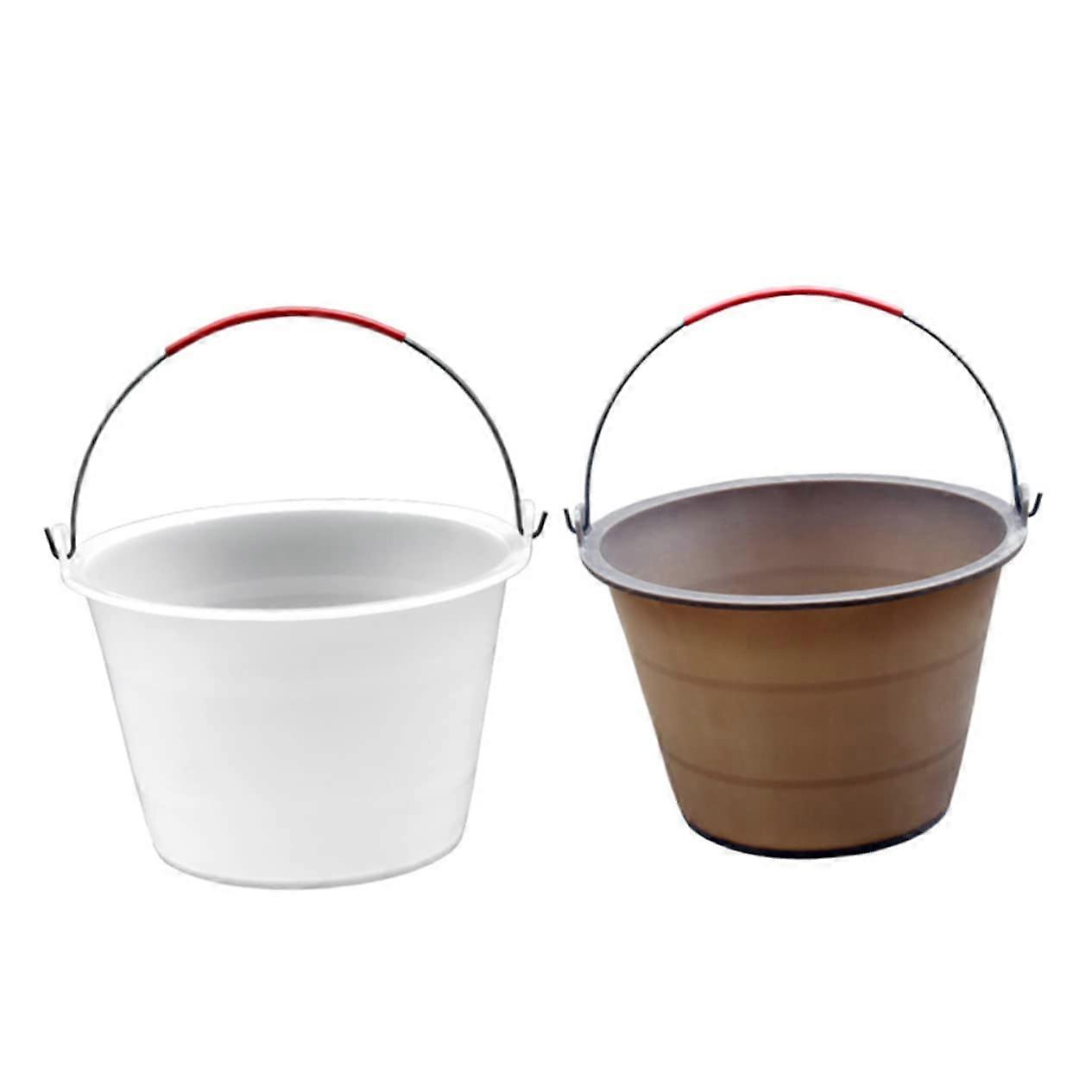 2pcs Durable Plastic Cement Bucket with Handle for Construction and Outdoor Mixing Work