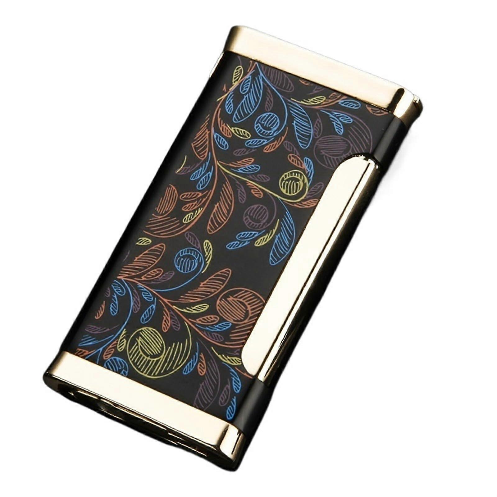 UltraThin Copper Cigar Lighter Butane Refillable Windproof Jet Flame with Visible Fuel Window Gift