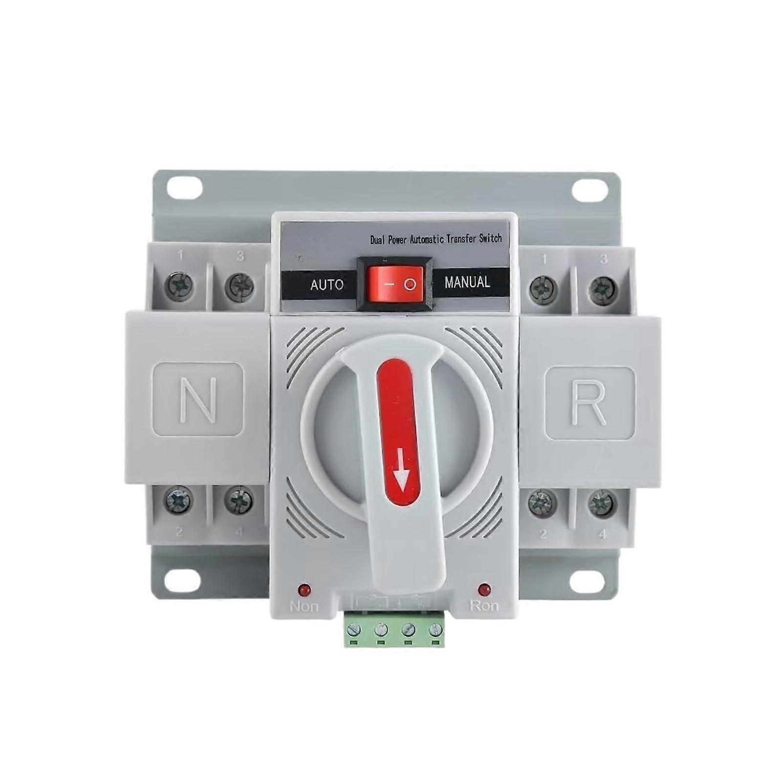 63A 3 Pole Dual Power Automatic Transfer Switch 110V with Manual Override Control for Generator