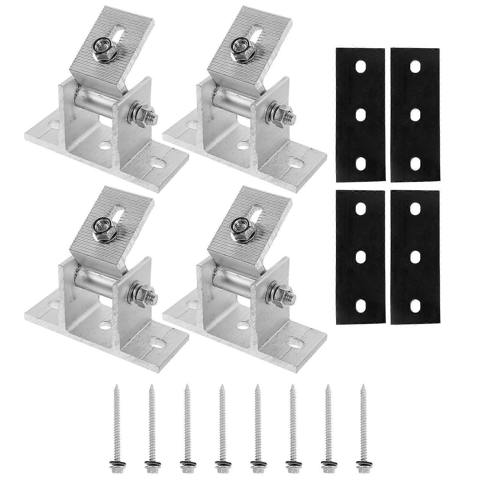 4pcs Solar Panel Bracket Adjustable Solar Panel Tilt Mount Aluminum Alloy Clamp Mounting Stand