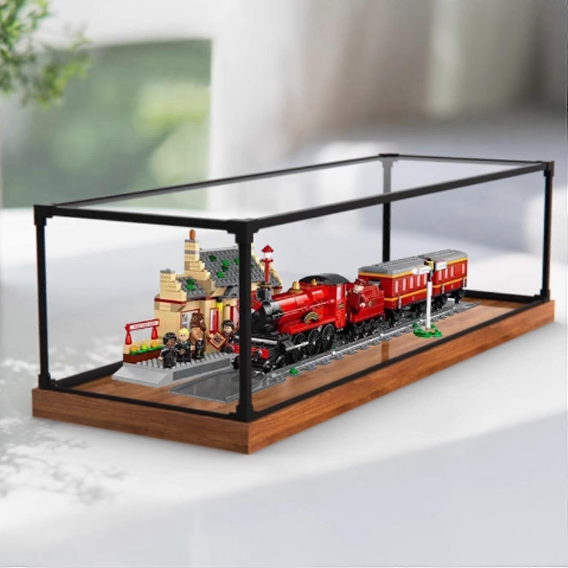 Display Case for  76423 Express Train, Dustproof Wall Mounted Box with Elegant Wood Finish