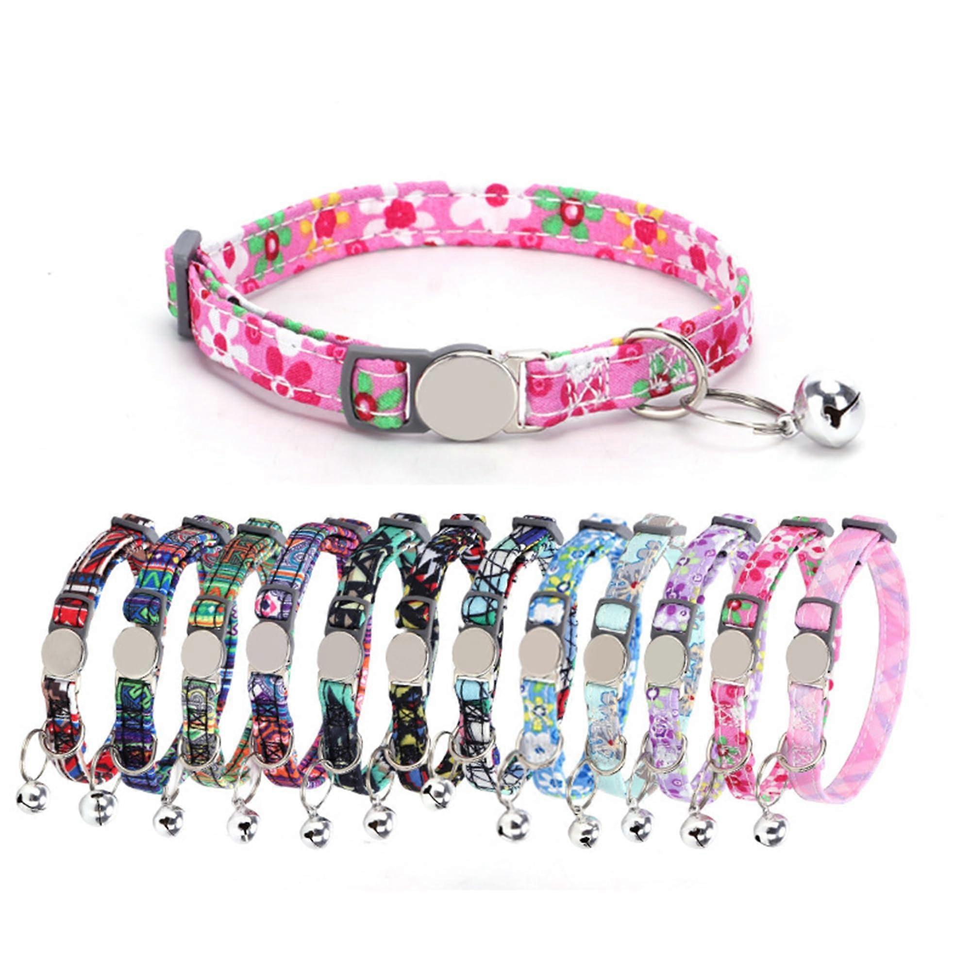 Reflective Cat Collar with Bell and Laser Nameplate, Adjustable Breakaway Nylon