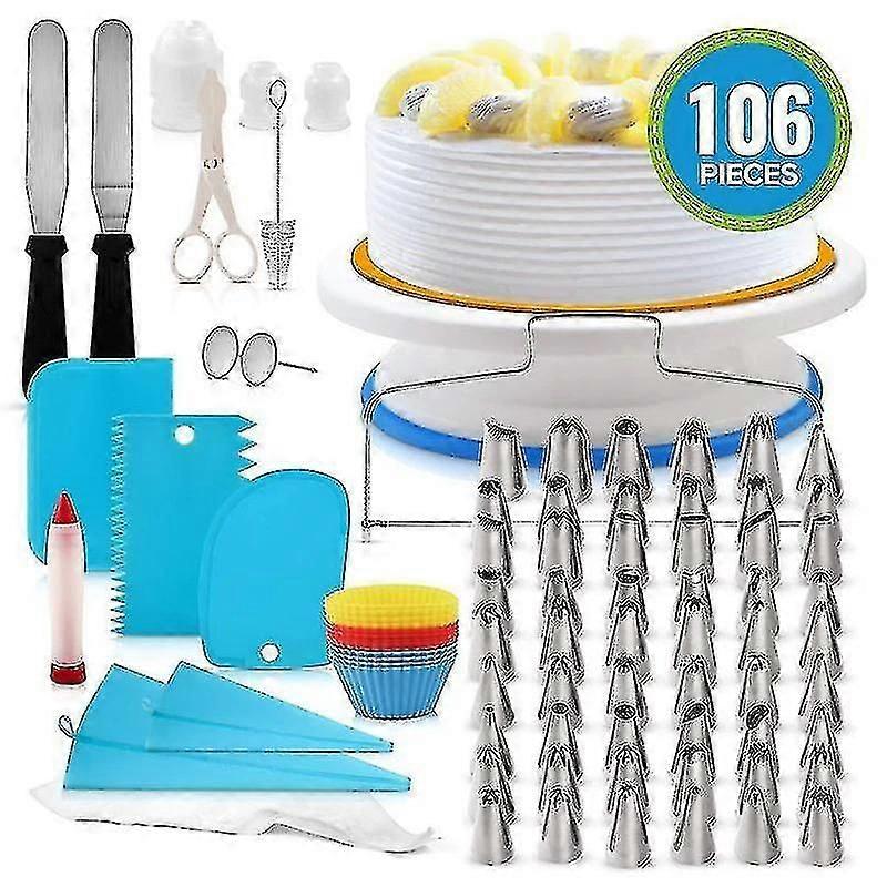 106pcs Multi-function Cake Decorating Kit Cake Turntable Set Pastry