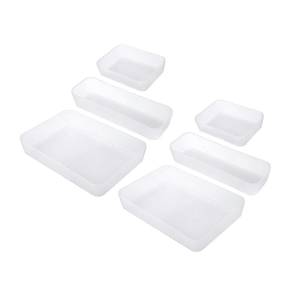Drawer Organizer Multipurpose Storage Boxes for Storage Use 6 Pieces Transparent