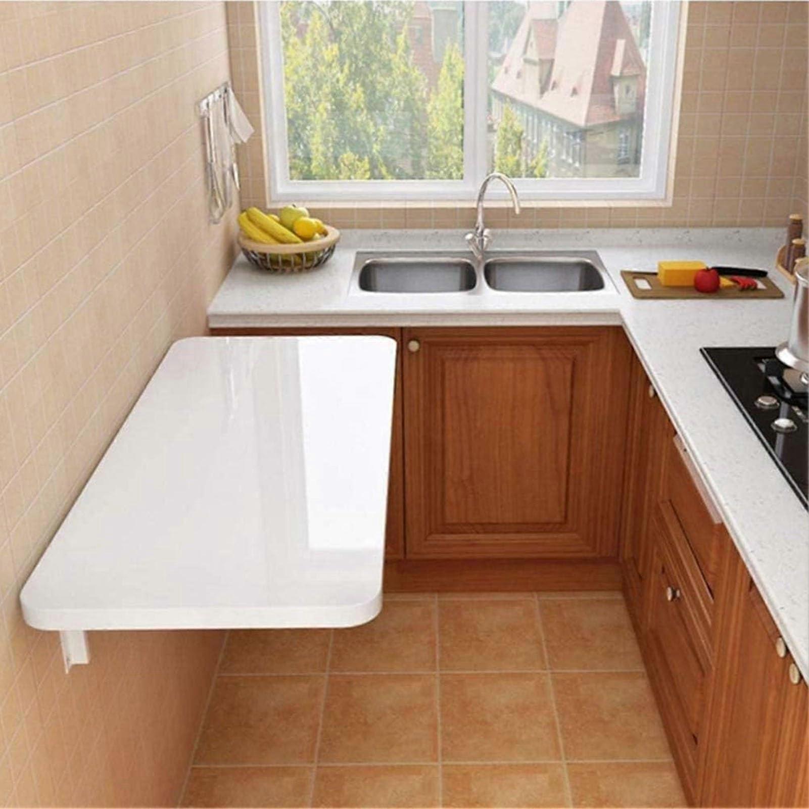 Wall Mounted Folding Table with Quick Setup Bracket, Space Saving Fold Down Wall Desk for Kitchen or Office