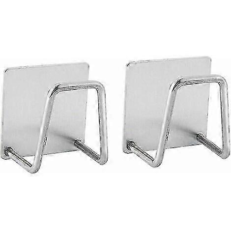 2 Self-Adhesive Sponge Holders, for Kitchen, No Drilling Installation, Stainless