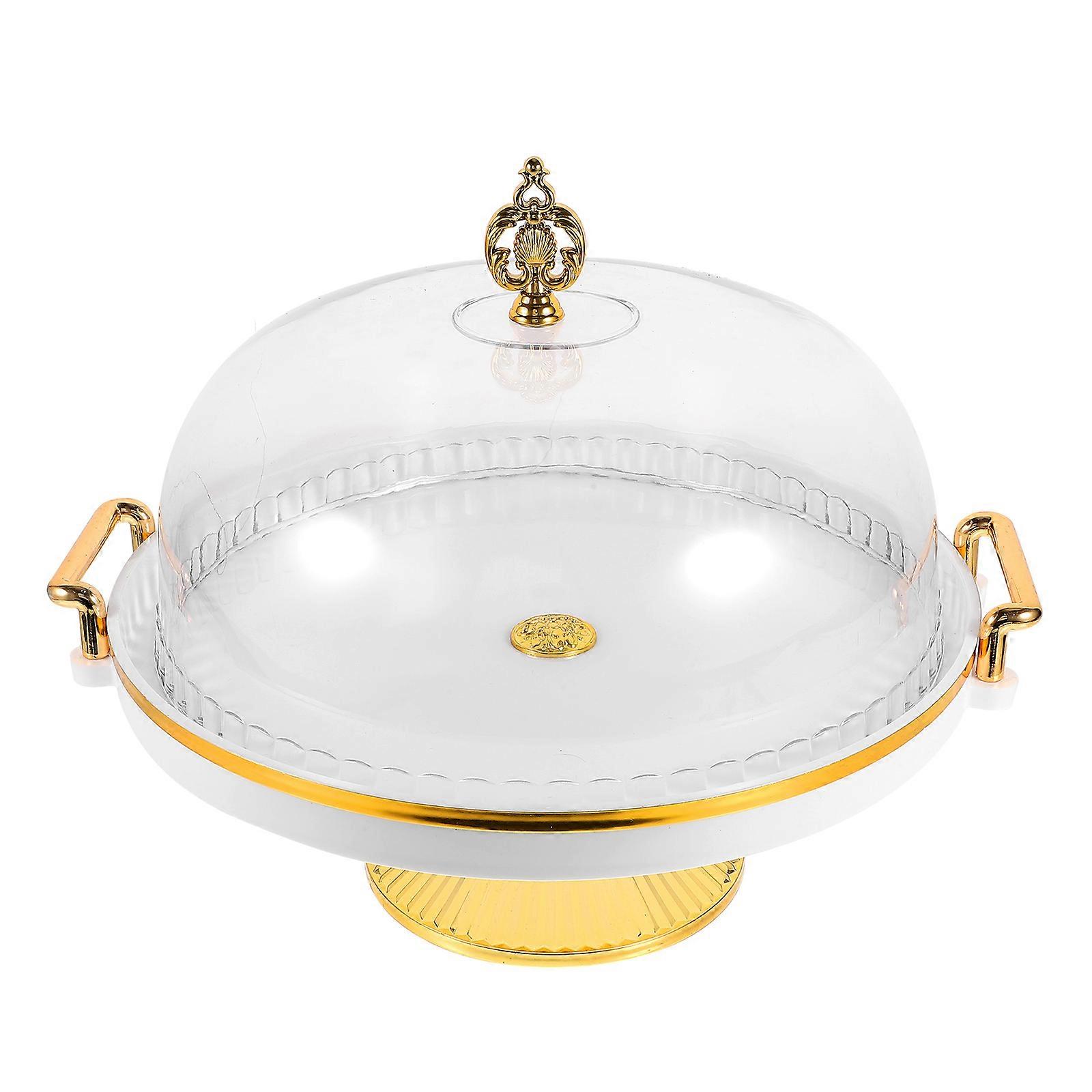 Transparent Cake Stand with Dome Cover for Serving Multifunctional 2Sets Tray