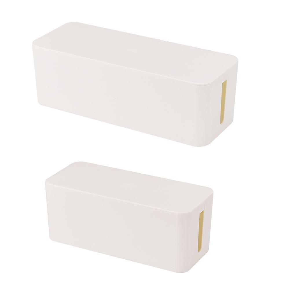 Cables Storage Box with Cover for 2Pcs Plastic Socket Organizer White