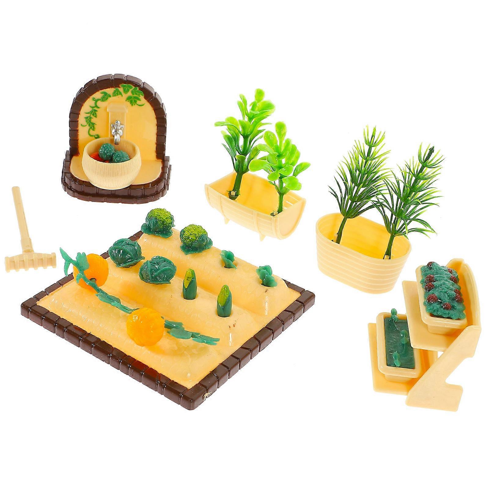 Plastic Cropland Model Miniature for Decor 2Sets Assorted Colors
