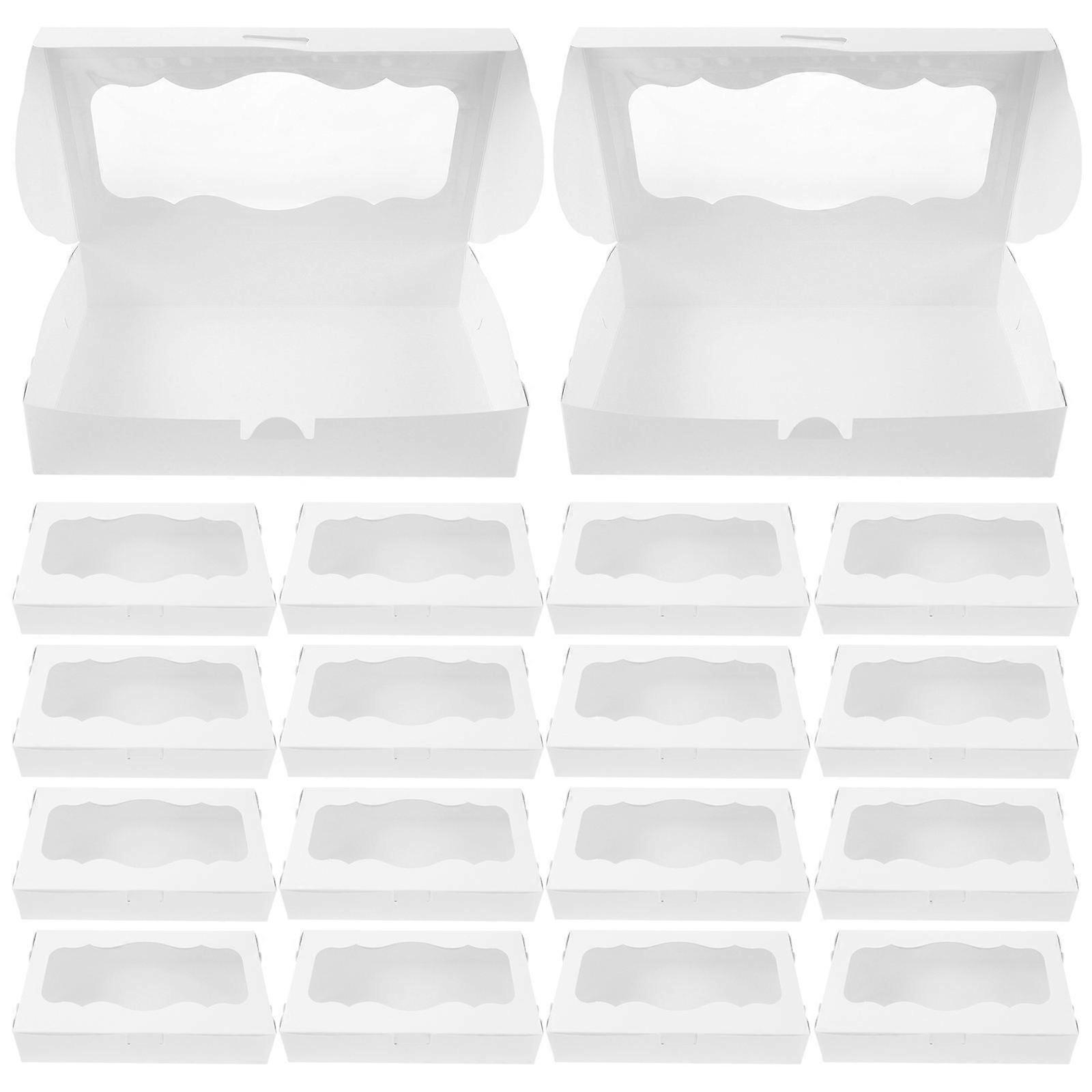 30Pcs Cake Boxes with Window for Bakery Use White Paper Cookie Boxes