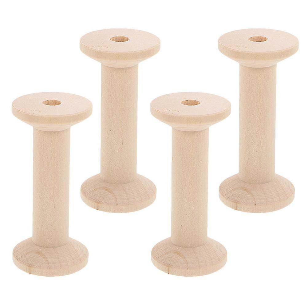 Wooden Empty Thread Spools for Sewing with 4Pcs Durable Winding Rollers