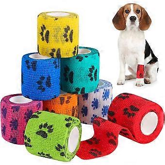 8 ruller Pet Vet Wrap Selvklæbende bandage Ikke-vævet 5cm x 4.5m