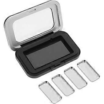 Empty Magnetic Eyeshadow Palette Box for Travel Use and DIY Cosmetics Storage, Small Black Plastic and Iron Makeup Container with Refillable Pans, Sty
