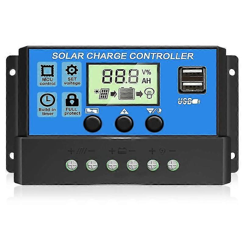 Solar Charge Controller 10a / 20a / 30a Solpanel Batteri Intelligent Regulator