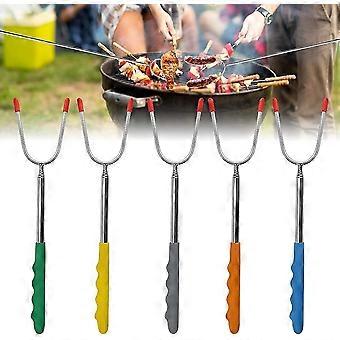 Pcs Telescopic Barbecue Skewers 29-114cm Stainless Steel Reusable Telescopic Barbecue Fork Barbecook Kebab With Anti-scald Handle And 1 Pocket For Cam