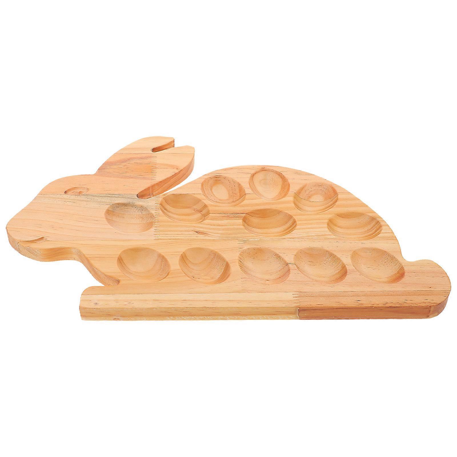 Wood Deviled Egg Platter Easter Bunny Shaped Wooden Egg Holder Deviled Egg Tray