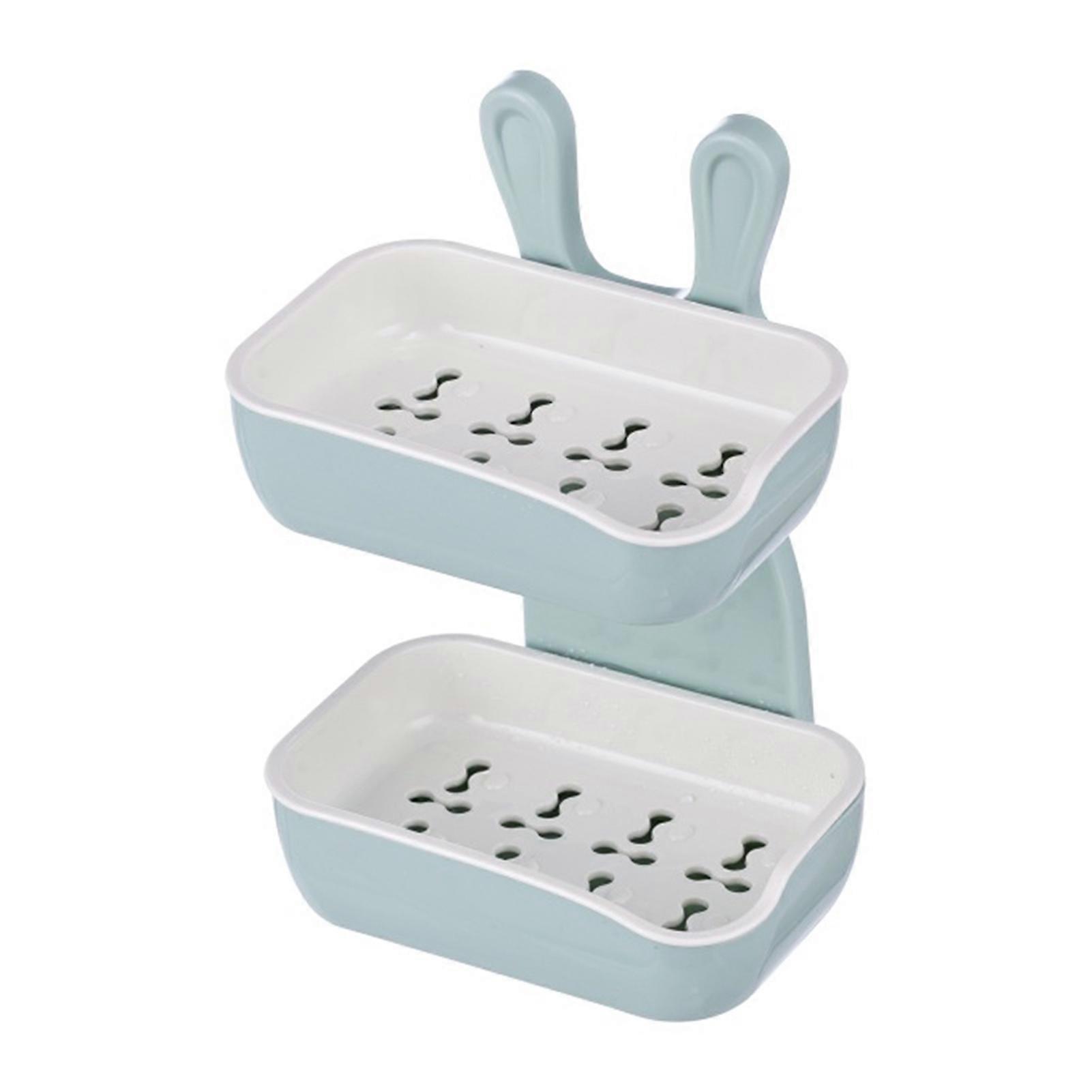 Bathroom Wall Soap Dish Double Layer Design for Soap and Sponge Storage