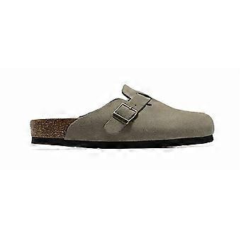Enkelspänne korkfotbädd Muleträskor, Slip-On stängd tå-sandaler för fräscha, avslappnade modelooker