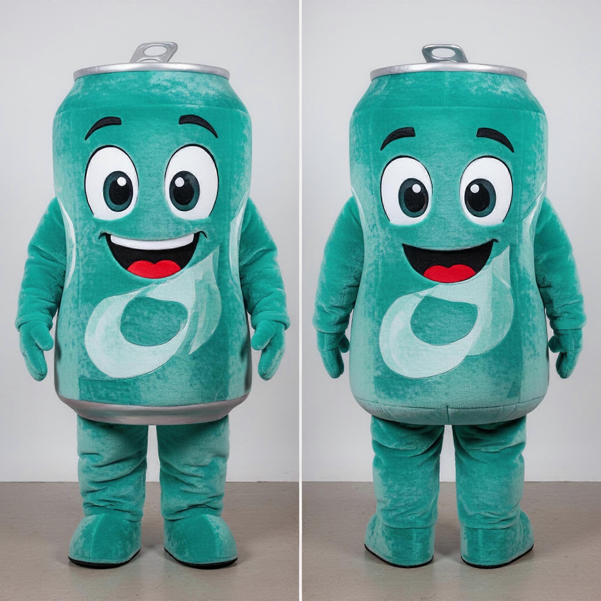 MASTICOT Teal Bubbly Soda Can Mascot