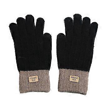 1 Paar Unisex-Winterhandschuhe gestrickt dick warm farblich passend Touchscreen Anti-Rutsch elastisch weich warm dick Plüsch Fahrradfahrhandschuhe