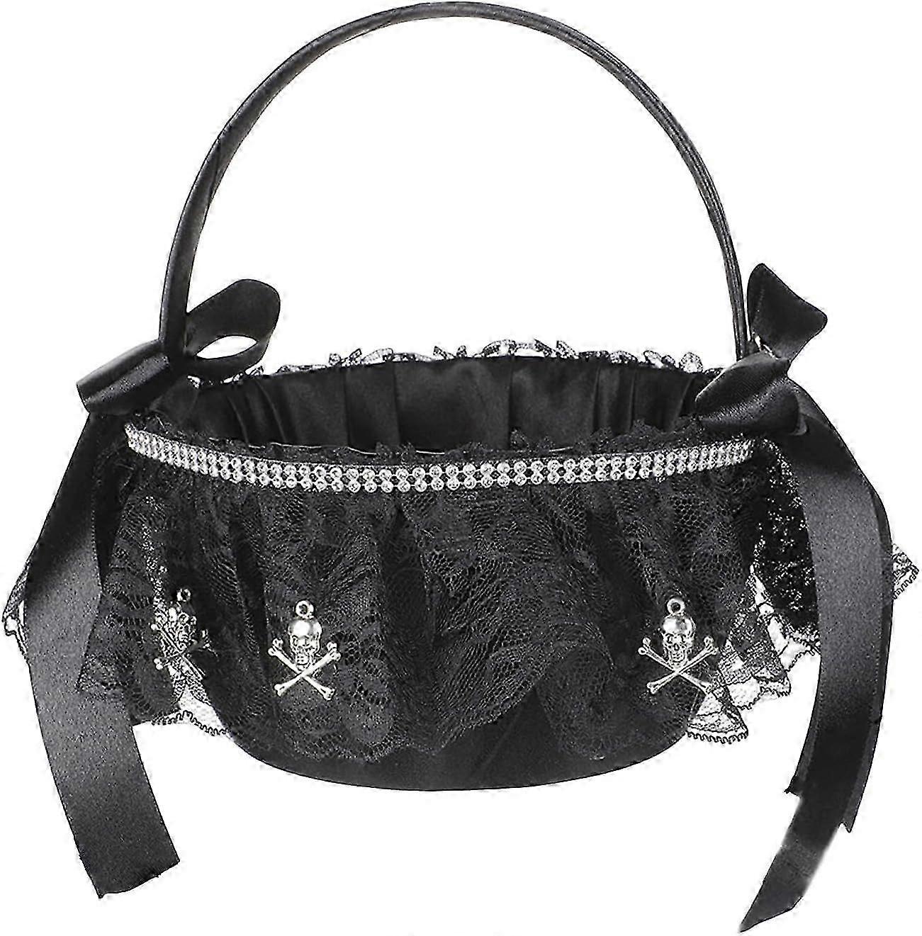 Spooky Lace Halloween Handheld Basket