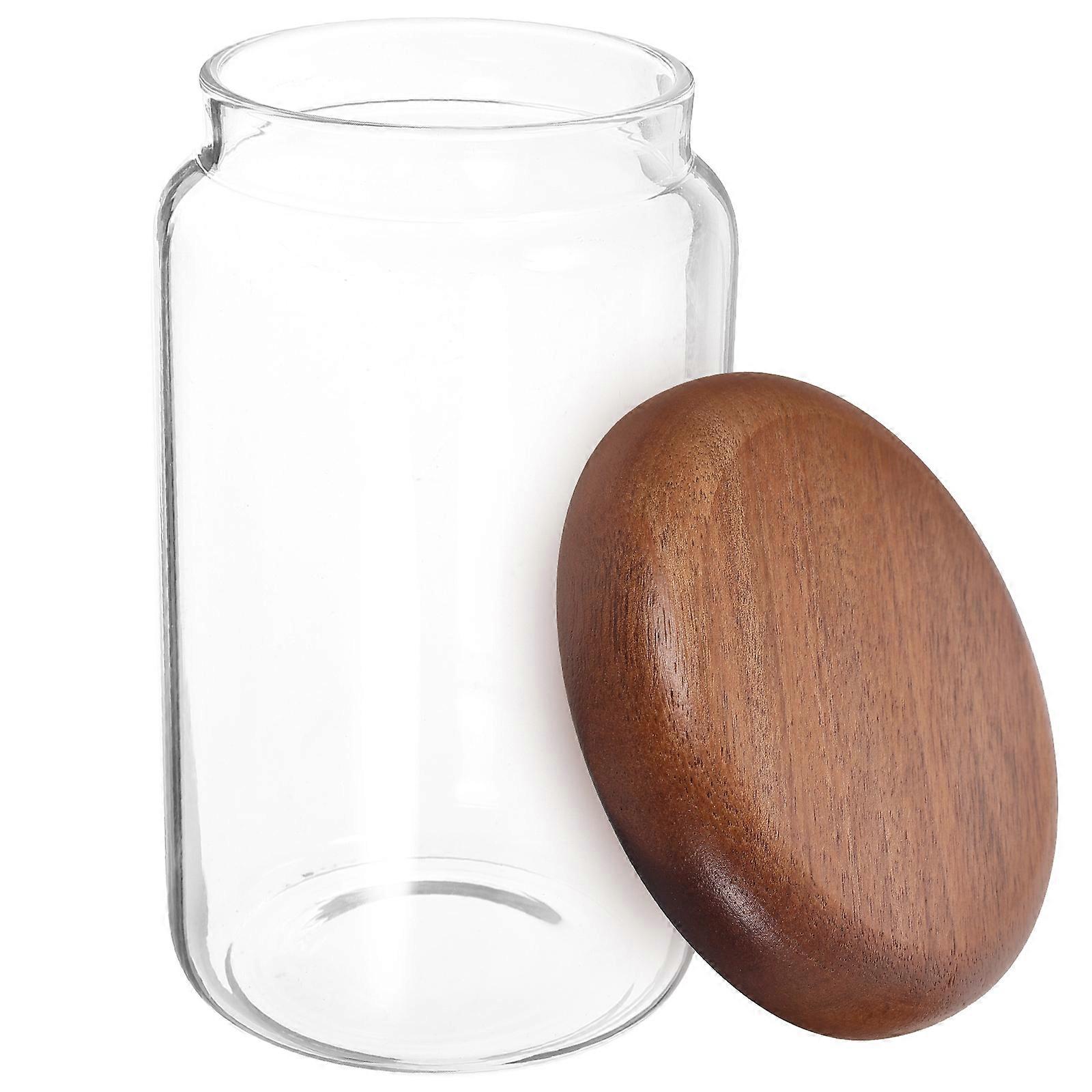 Glas-Vorratsdose mit Holzdeckel für Tee oder Kaffee, 3 Stück