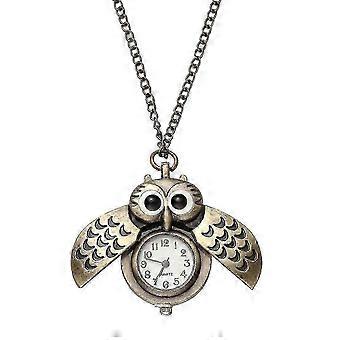 Uilhanger kettinghorloge voor dames, vintage quartz zakhorloge van metaal, 45 cm, cadeau voor feestjes, dagelijks gebruik en winkelen.