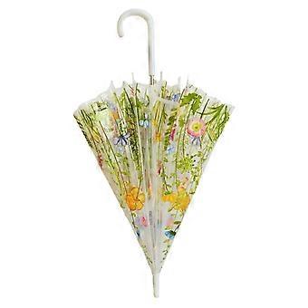 Clear Bubble Umbrella for Women, Windproof Transparent Dome Canopy with Floral Design, Wedding Photo Prop