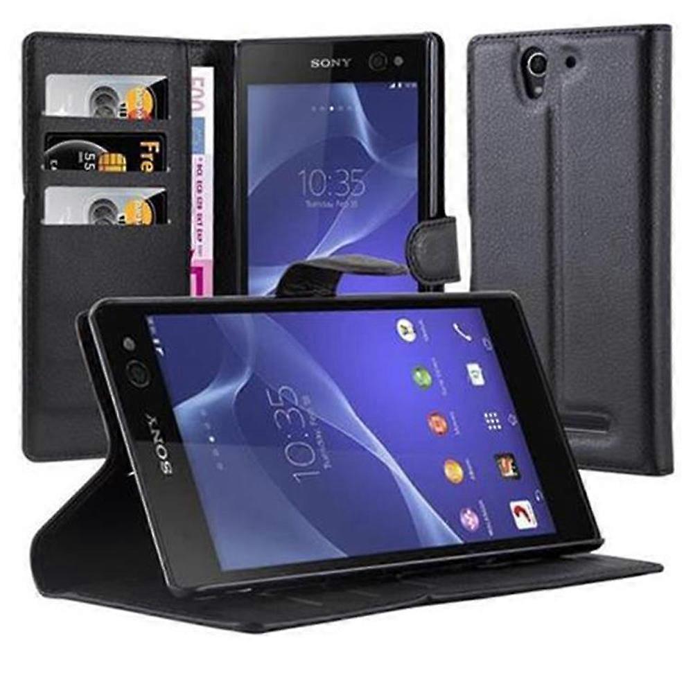 Case compatible with Sony Xperia C3 - Protective case with card slots and stand function