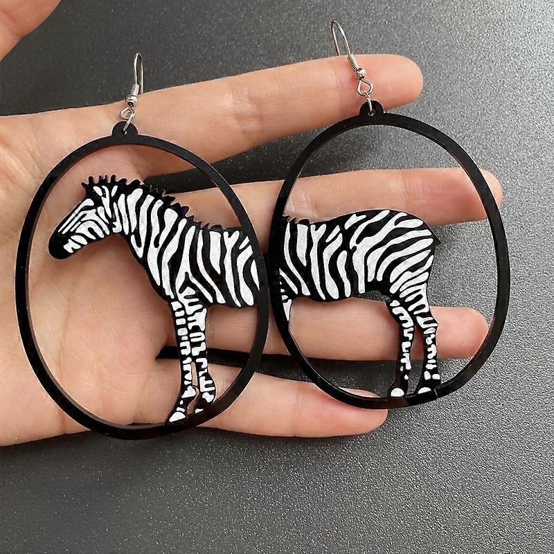 Acrylic Dangle Earrings Platinum Zebra 82x55mm