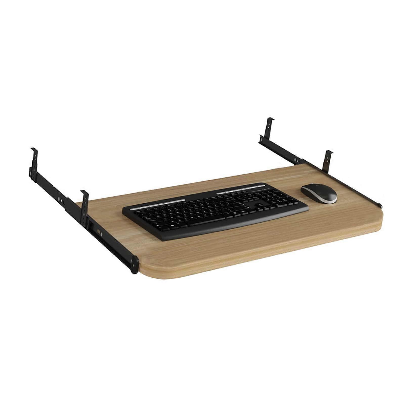 Under Desk Keyboard Tray with Adjustable Height, Solid Wood Sliding Drawer, SpaceSaving Ergonomic Design