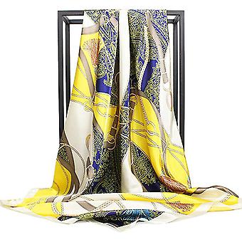 Womens Silk Scarf Belt Pattern Large Square Satin Headscarf Headdress 35", FT146-6