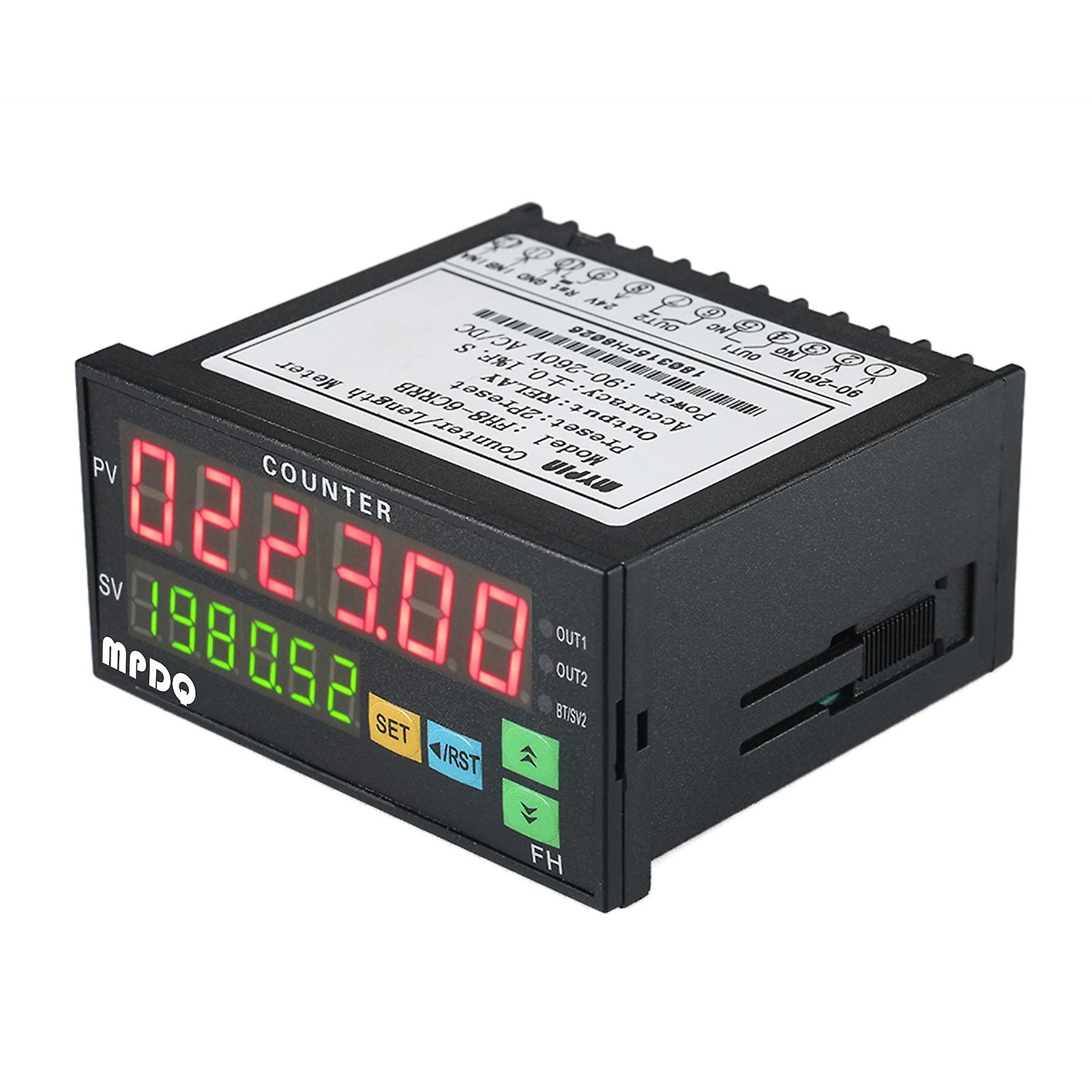 Dual Light-emitting Diode Display Digital Counter 90~265v Ac/dc Length Meter With 2 Relay Output And Pulse Pnp Npn