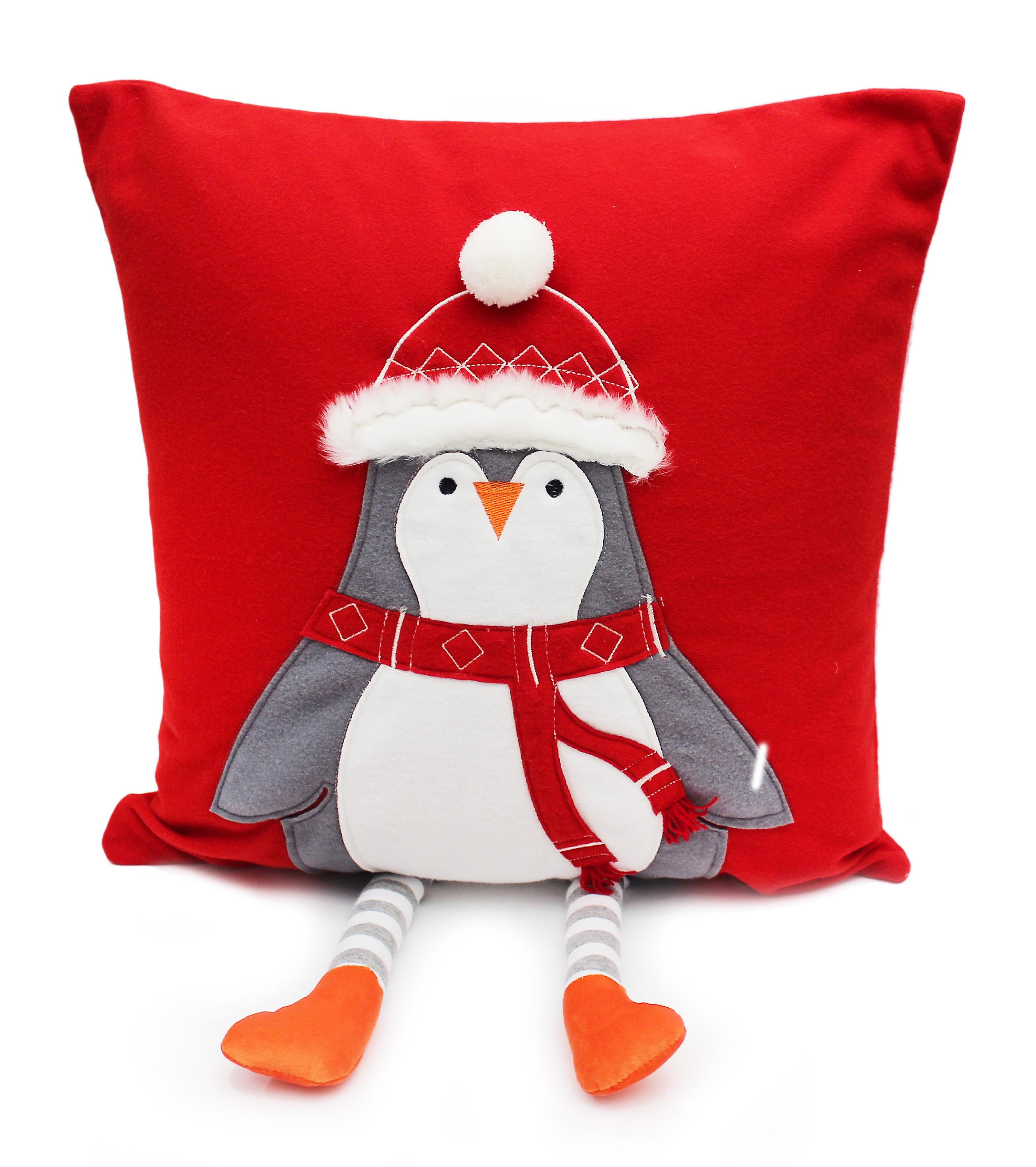 Dangly Penguin Embroidered Complete Cushion 18" x 18"
