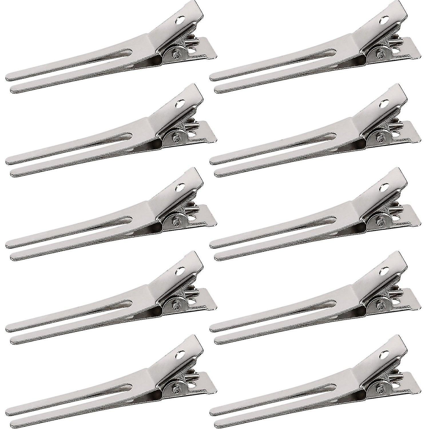 50pcs 1.8 Inch Hairstyle Double Prong Pin Curl Setting Section Barrettes Metal