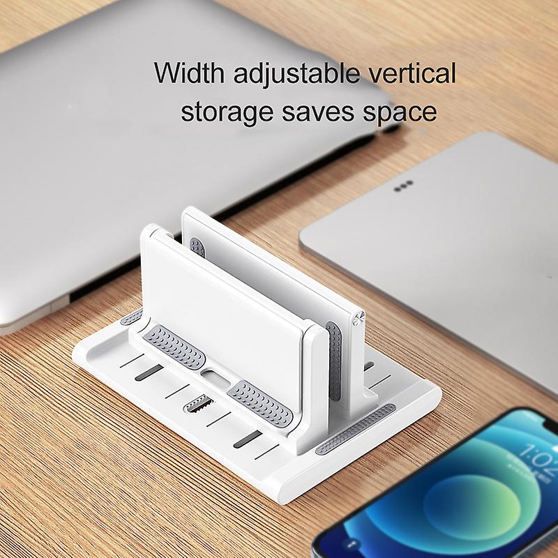 Adjustable Vertical Laptop Stand For Desk Notebook Holder With Phone Stand and Adjustable Width
