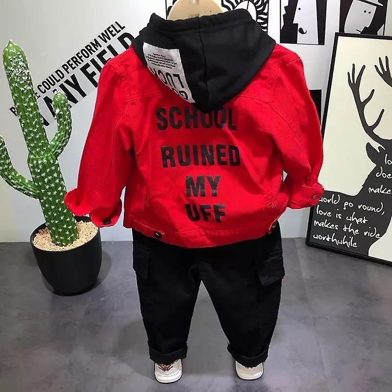 3Pcs Children Boys Denims Jacket Cost Pant Hooded Clothes