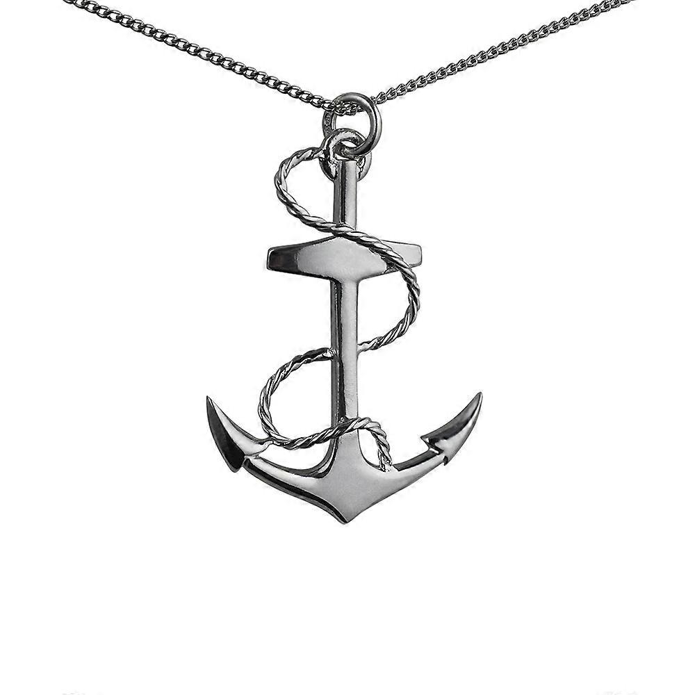 Silver 36x30mm Anchor Pendant with a 