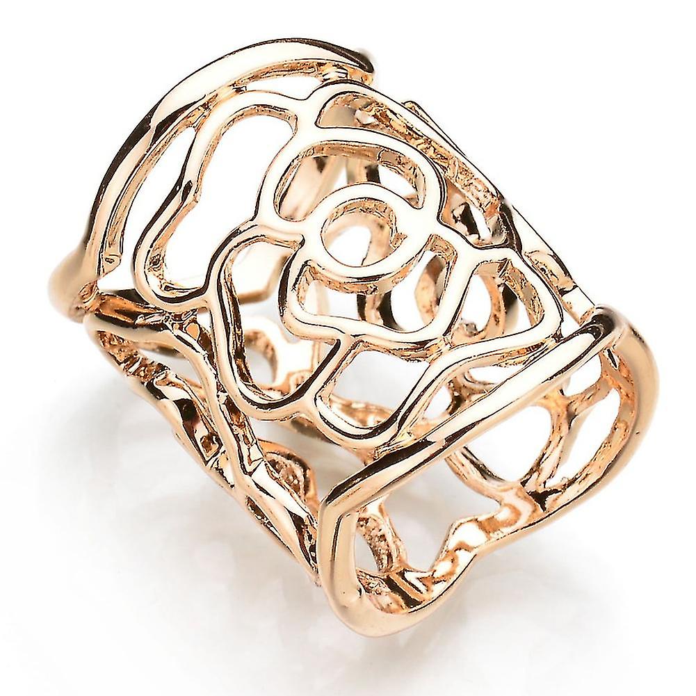 ファッション女性オープンワーク彫刻ローズパターンスカーフリングバックルショールクリップジュエリー