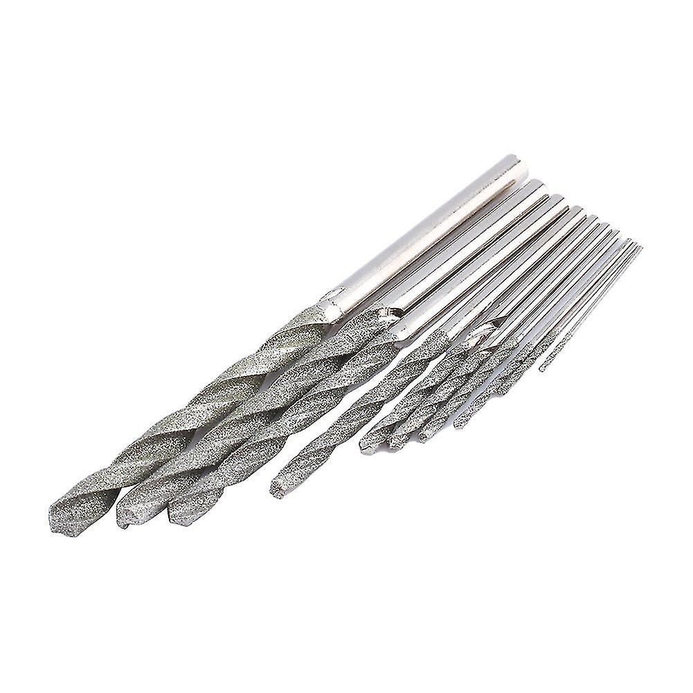 10pcs Twist Drill Bit Set, 0.8-4.0mm High Precision Diamond Tip Drill Bit Set With Round Drill Bits
