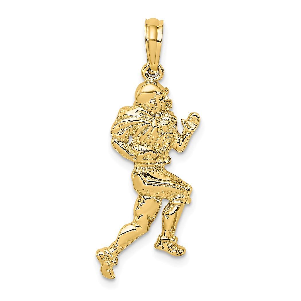 Giocatore di calcio in oro 14k in esecuzione / alto polacco fascino 25,3x11,15 mm di larghezza 2,4 mm di spessore collana pendente per le donne