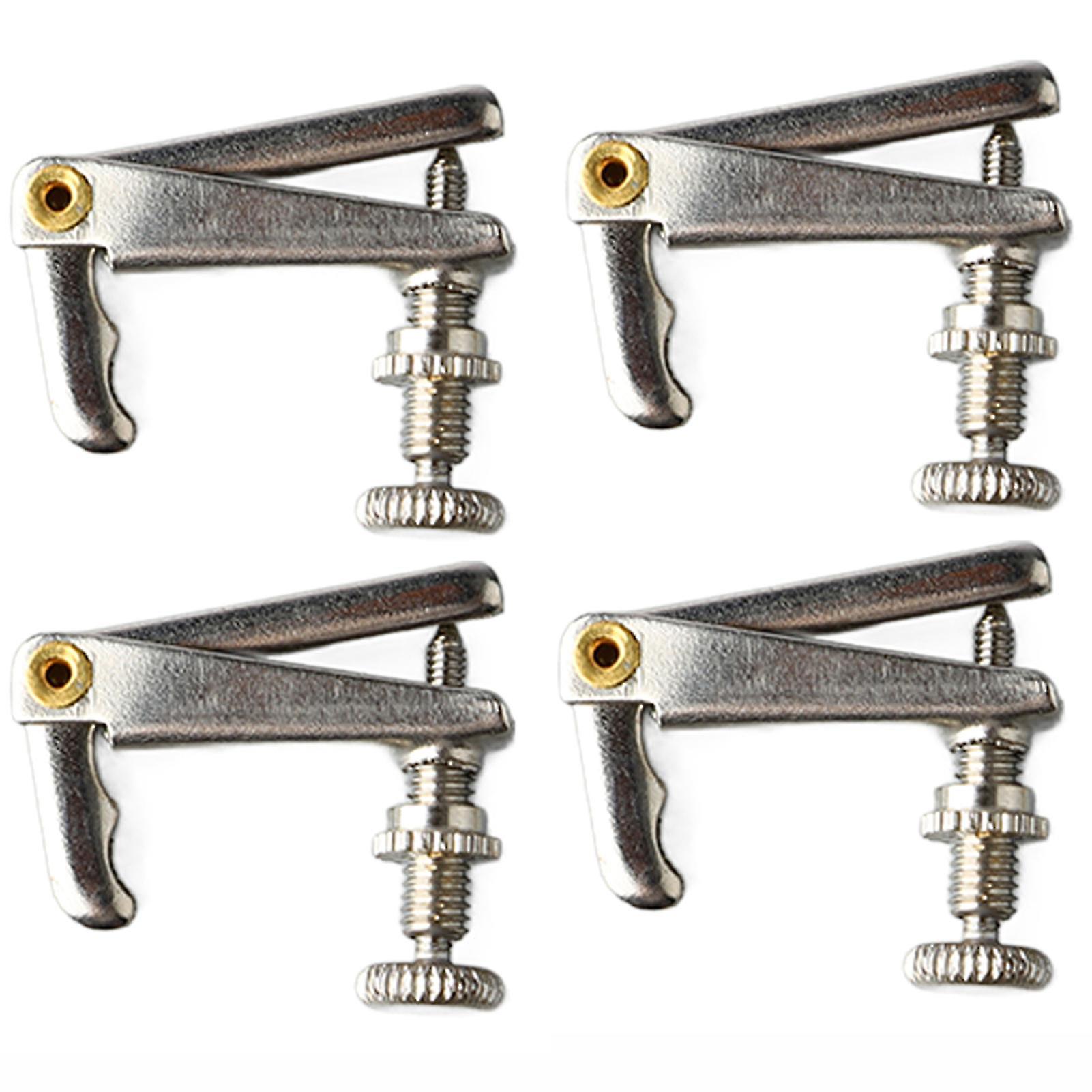 4Pcs 1/2 Violin Fine Tuner Metal Violin String Adjuster Part Musical Instrument Accessory Silver