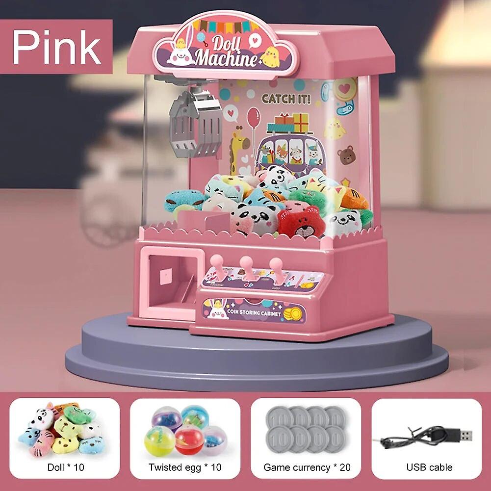 Mini Doll Claw Machine Toy Electronic Arcade Game Claw Stuffed Machine Adjustable Sounds And Music Crane Toys With 10 Dolls