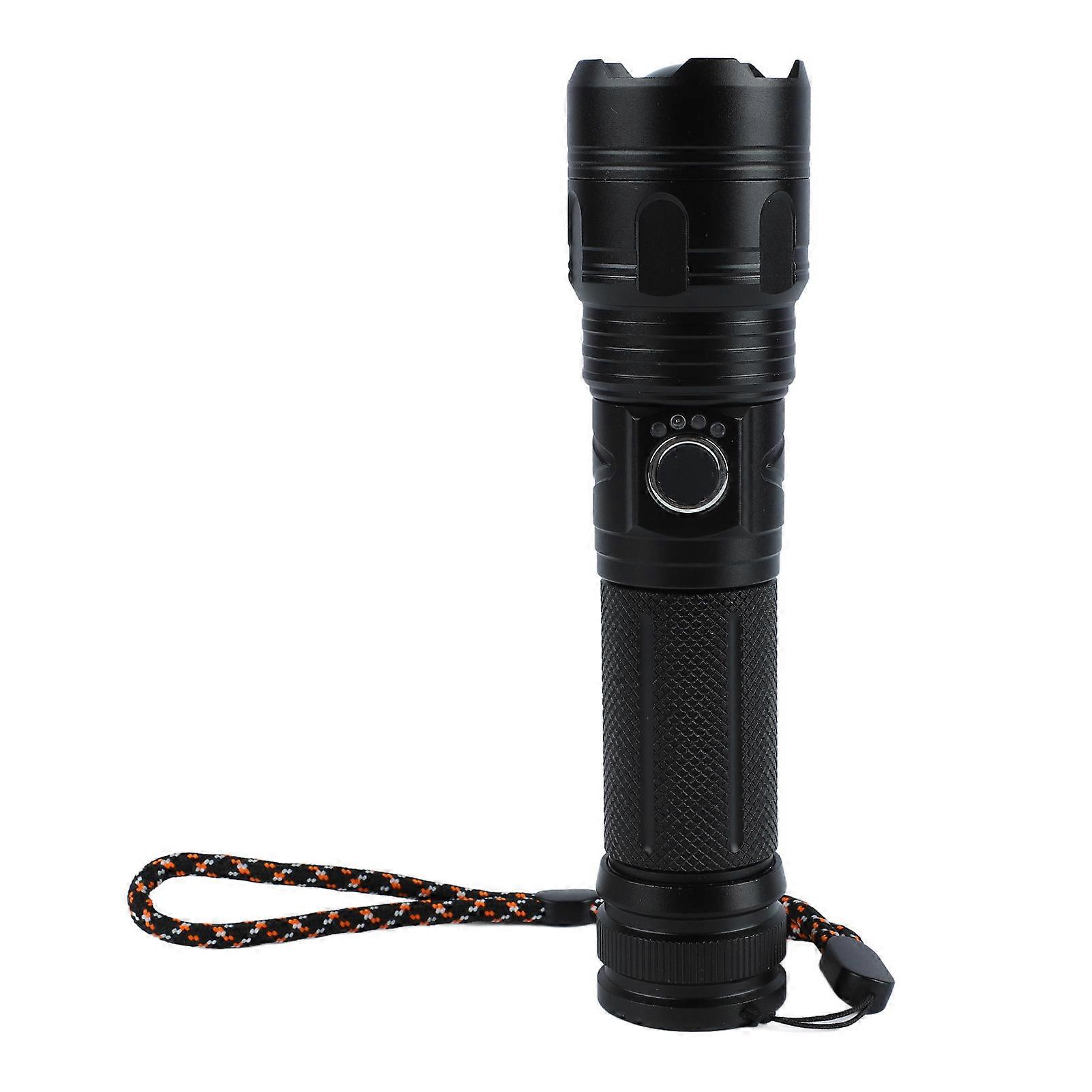 Retractable Super Bright USB Flashlight Aluminum Alloy 26650 Battery