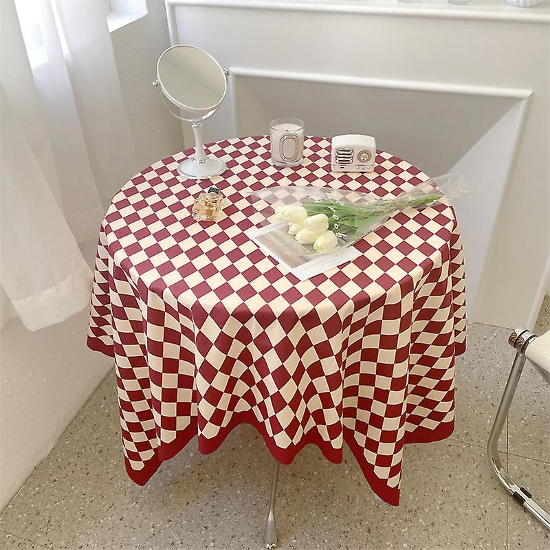 Checkerboard Tablecloth Vintage Grid Simple Practical Table Cover for Rectangular Round Table Coffee Table Red Grid 100x150cm