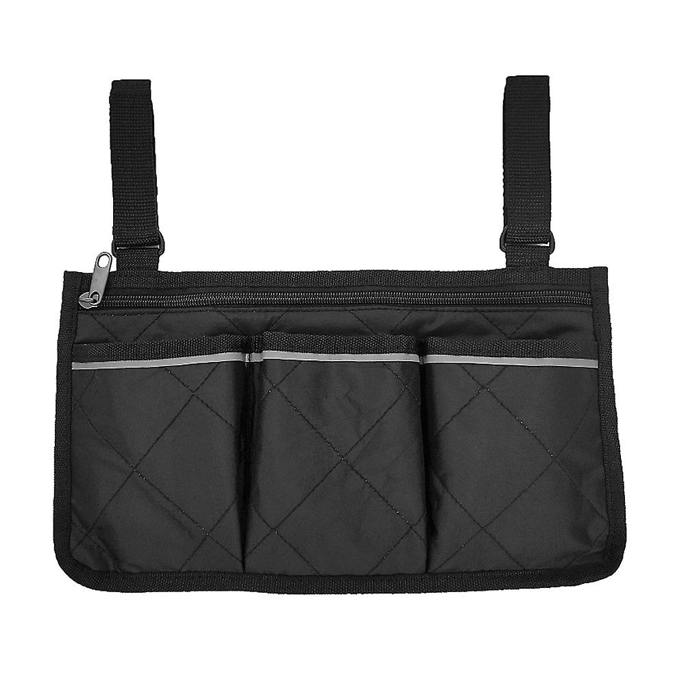 Large Capacity Wheelchair Armrest Side Bag with Multiple Pockets, Durable Wheelchair Storage Organizer for Easy Access and Convenience Black