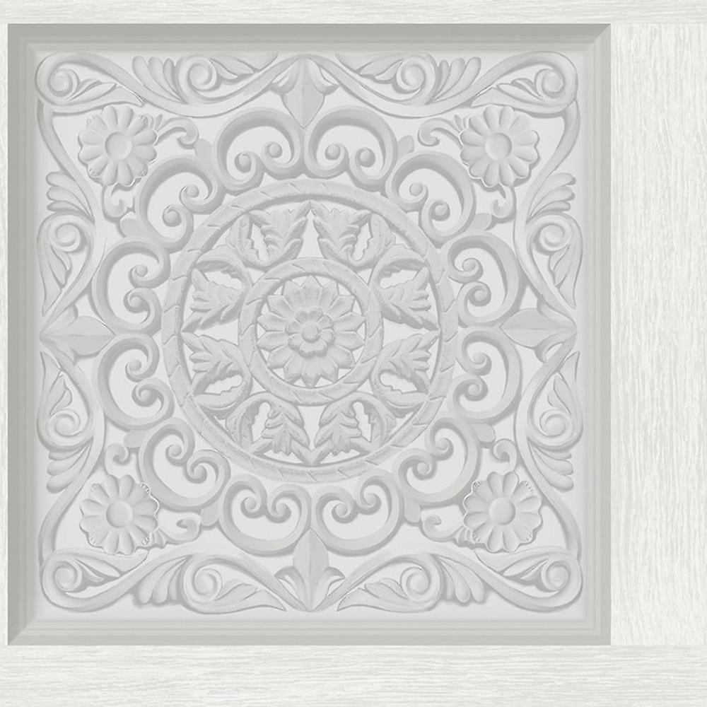 Holden Decor Ornate Panel Dove Wallpaper