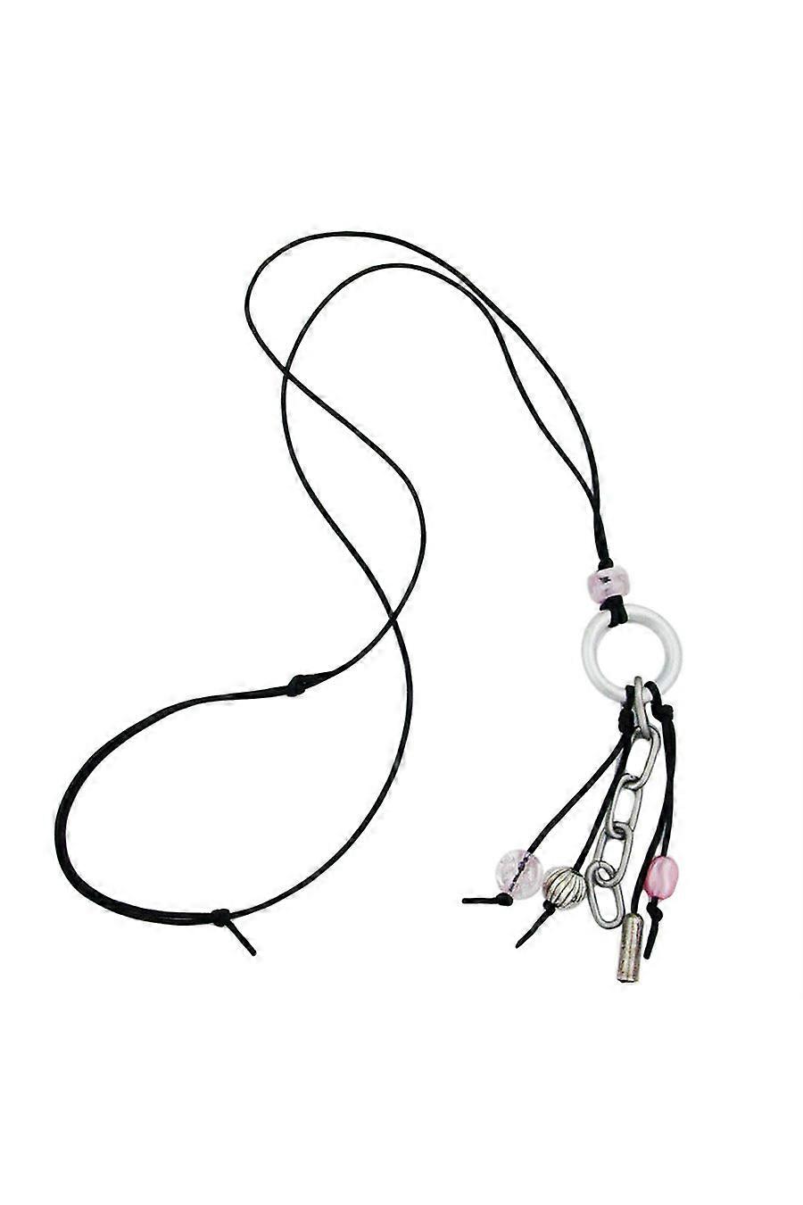 Necklace Grey-silver Beads 90cm - Gl02739