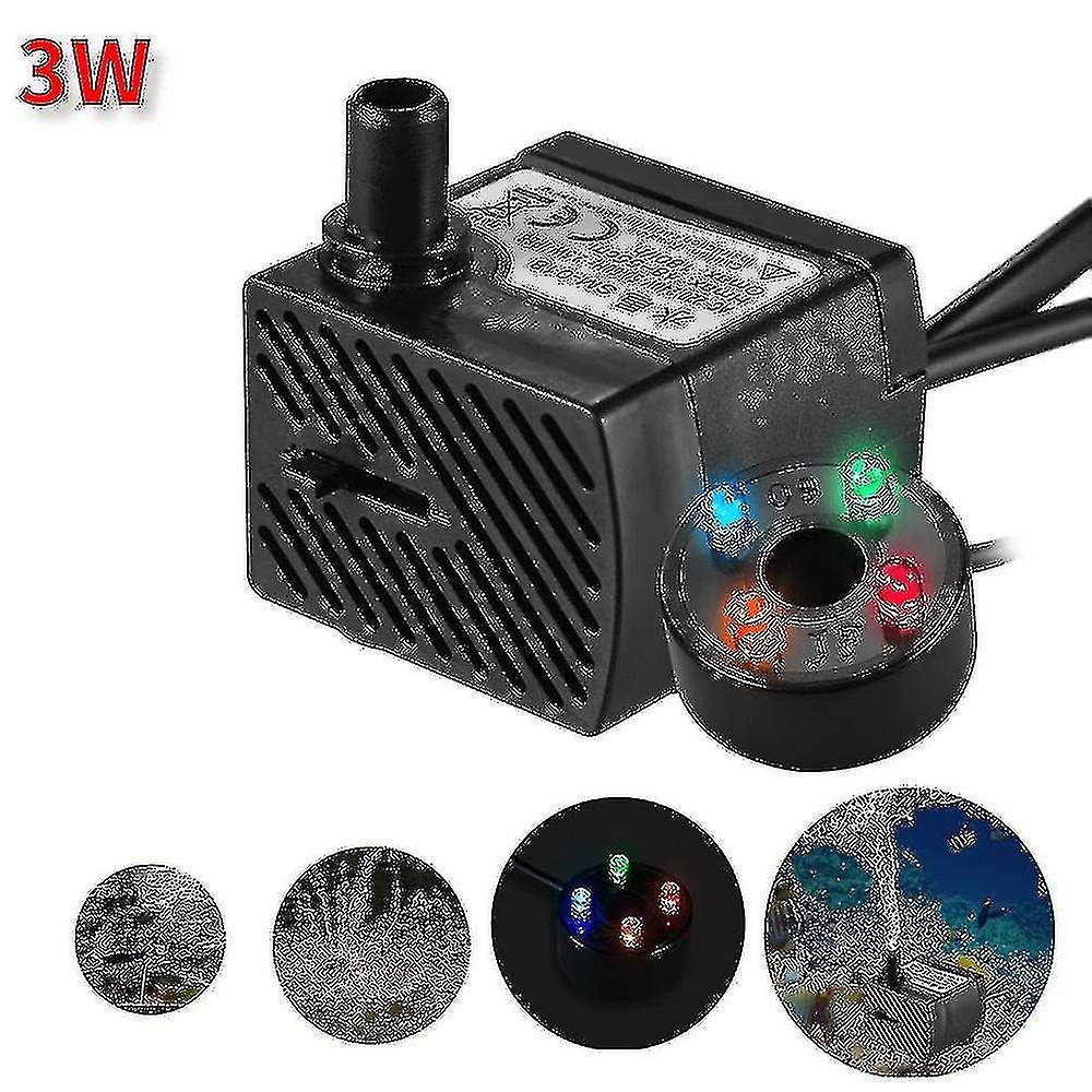 3w powerful submersible water pump with LED light adjustable water flow suitable for fountain pond a